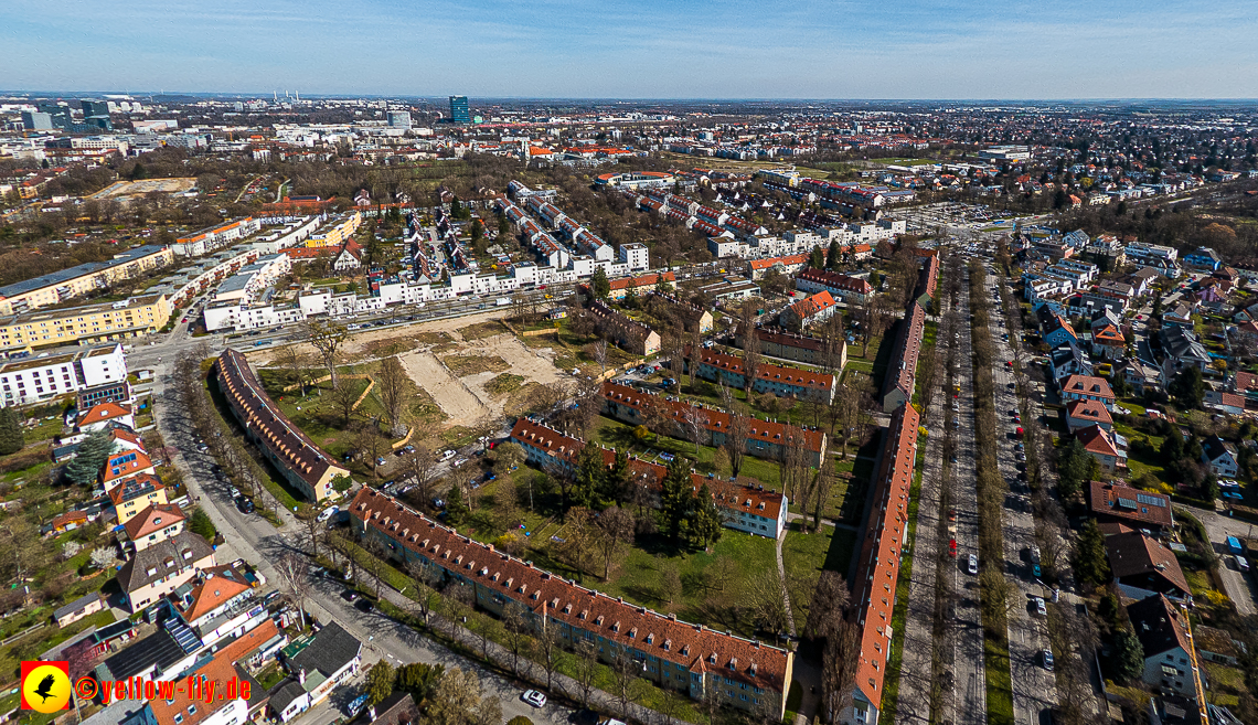 21.03.2023 - Luftbilder von der Baustelle Maikäfersiedlung in Berg am Laim